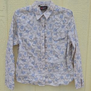 Five Star Blue Floral Woman's Button Down Shirt